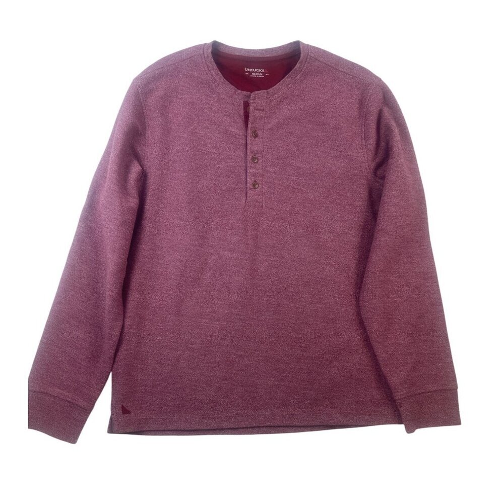 Untuckit Mens Henley Shirt Sz M Burgundy Long Sleeve 1/4 Button Casual Mens Top